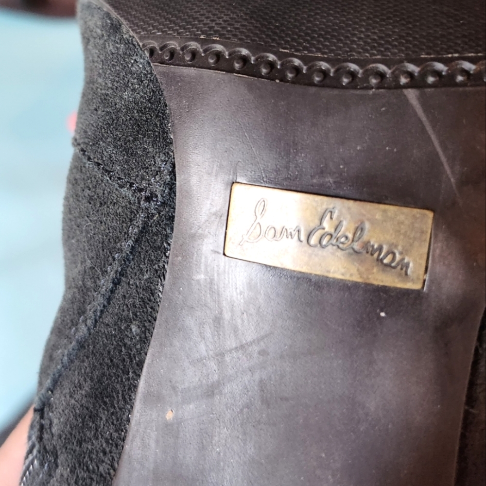 SAM EDELMAN Victorian Embroidery Suede Leather Zip BOW Ties Knee Boots 8.5 EUC - Picture 16 of 16